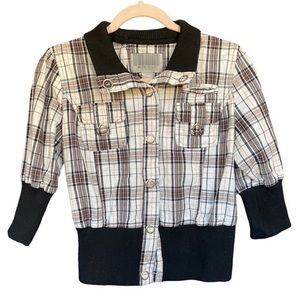 Plaid button‎ up cropped jacket